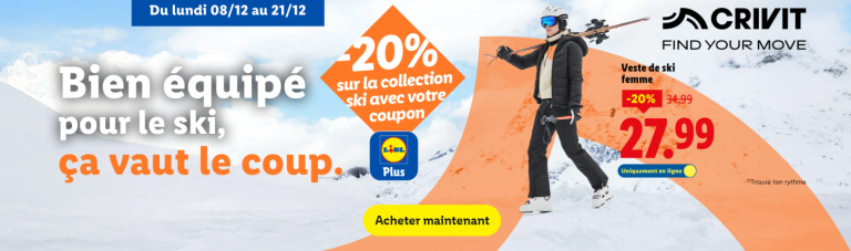 voir l'offre lidl -20% sur collection ski